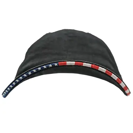 Photo of a cap visor with an american flag pattern woven into the visor sandwich